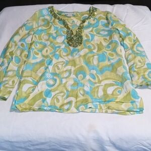 Lucy & Laurel womens 100% linen top